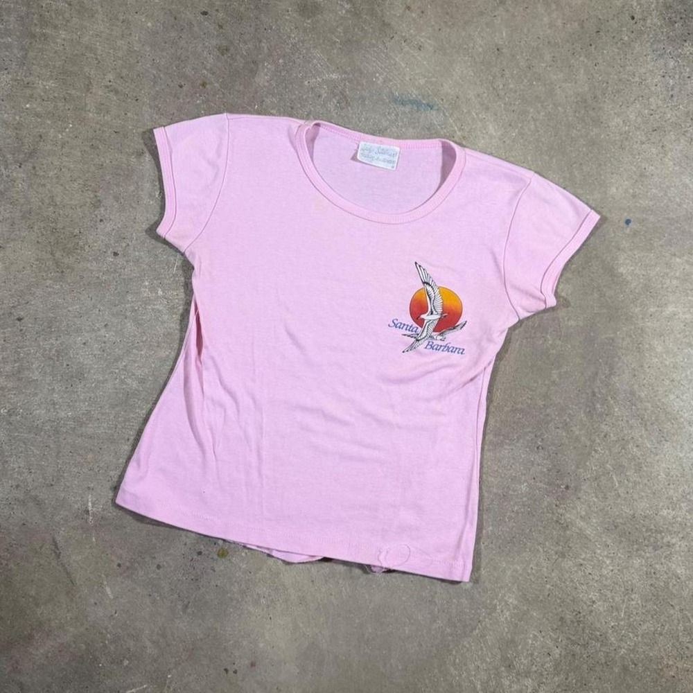 Women's true vintage 80s Santa Barbara pink nature wildlife lift top